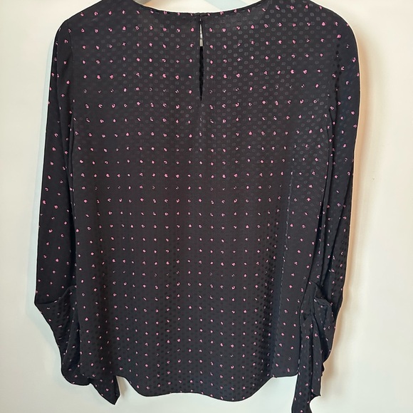 Club Monaco Black Blouse with Pink Dots - Small - Picture 4 of 6